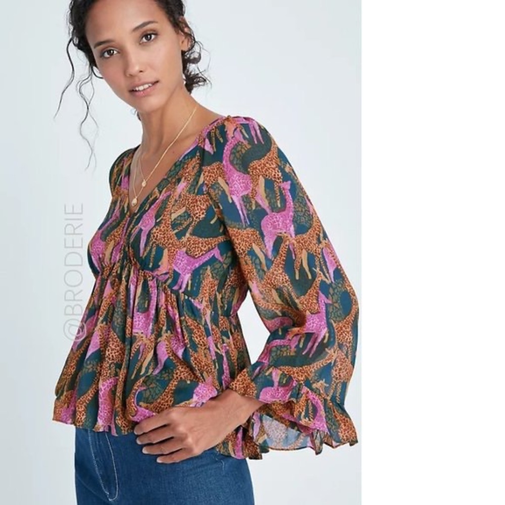 Farm Rio Jirafas Blouse Anthropologie S